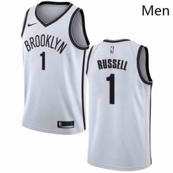 Mens Nike Brooklyn Nets 1 DAngelo Russell Swingman White NBA Jersey Association Edition